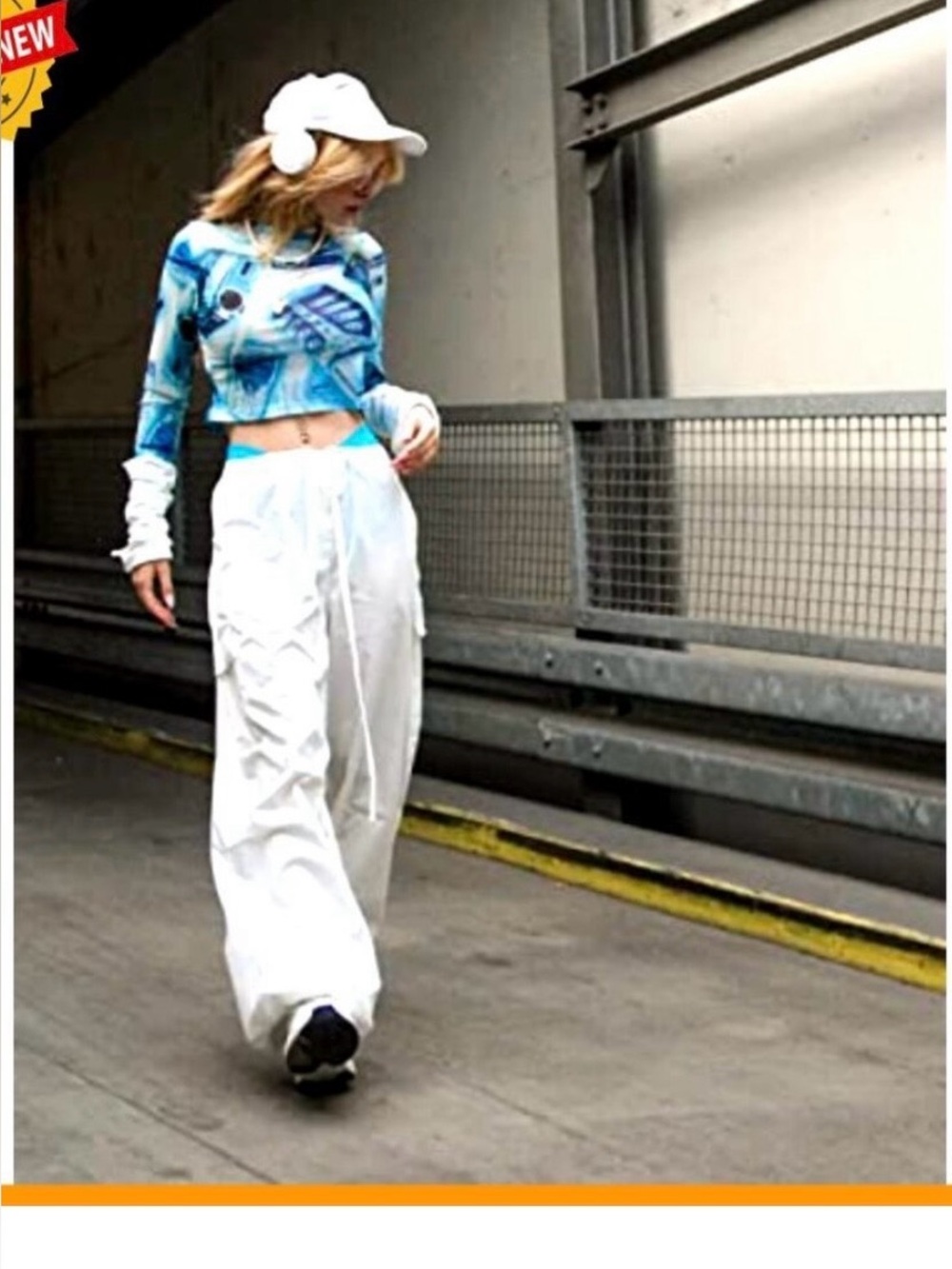 BNWT Tractr Women’s White Cargo Parachute Windbreaker Pants. Size Medium